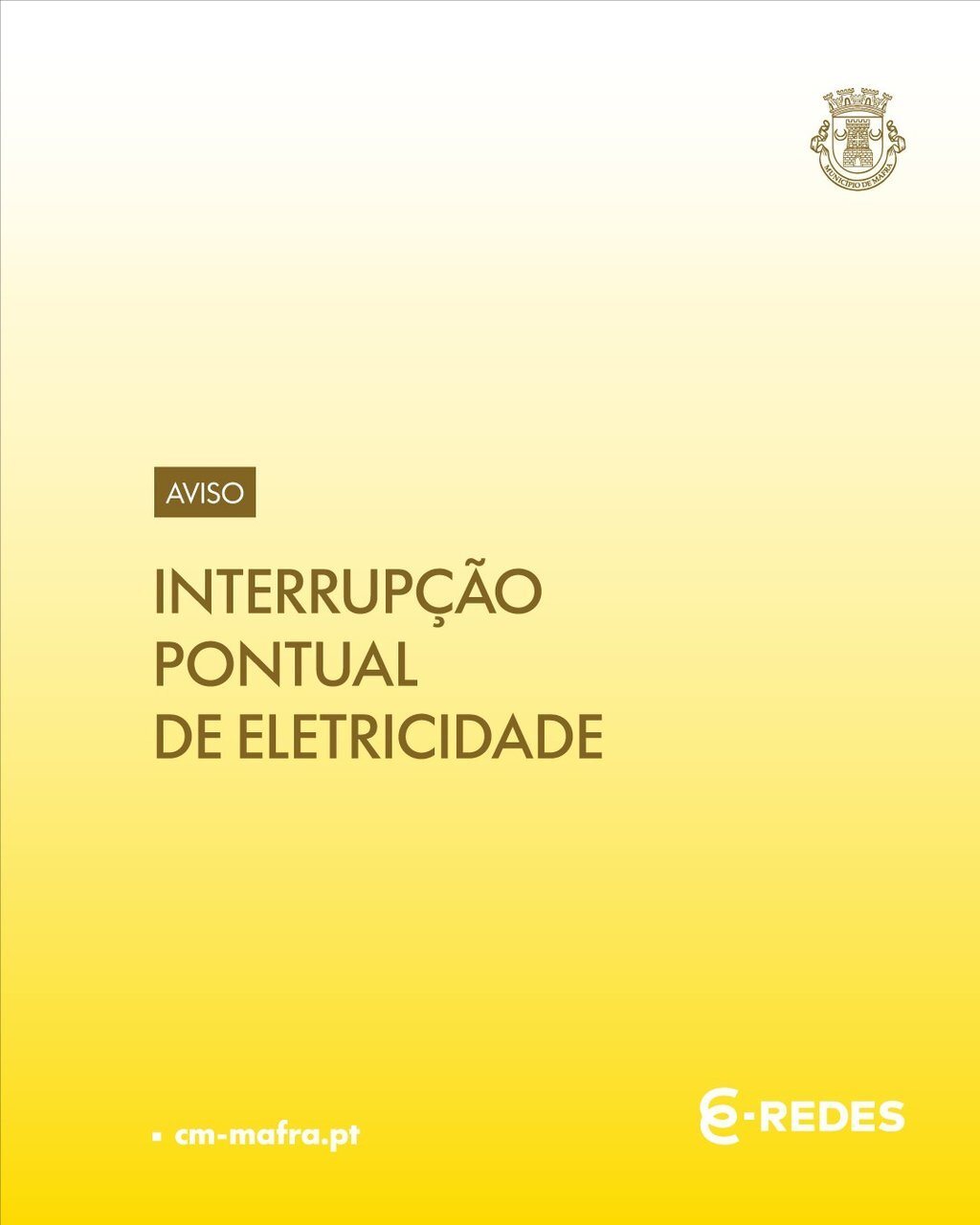 Aviso de interrupção de energia elétrica